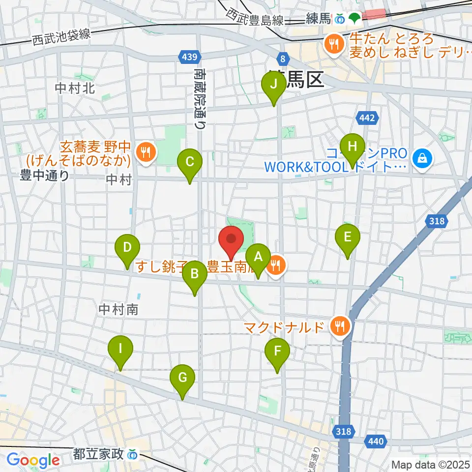 練馬区立中村南スポーツ交流センター周辺のコンビニエンスストア一覧地図