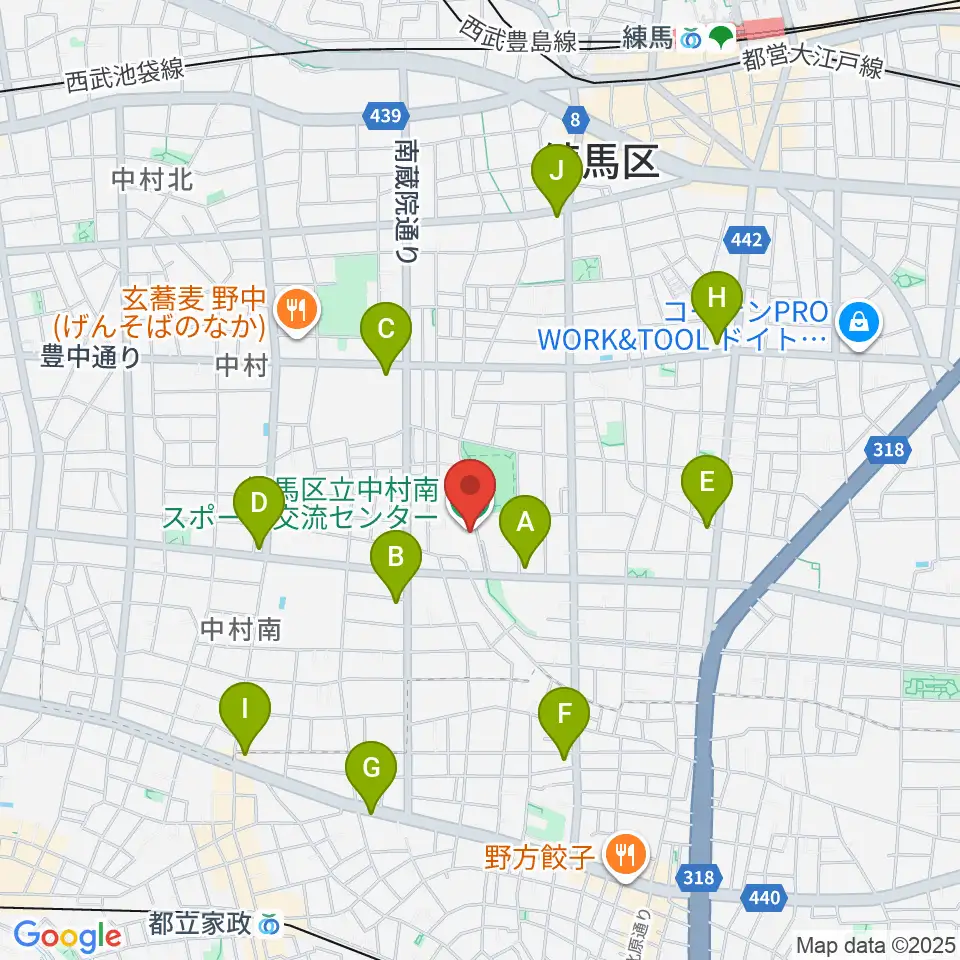 練馬区立中村南スポーツ交流センター周辺のコンビニエンスストア一覧地図