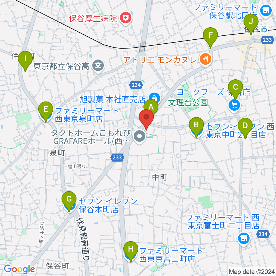 西東京市スポーツセンター周辺のコンビニエンスストア一覧地図