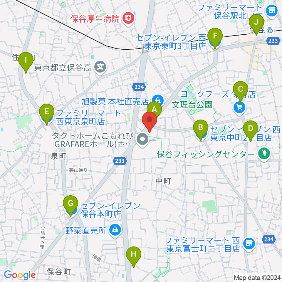 西東京市スポーツセンター周辺のコンビニエンスストア一覧地図