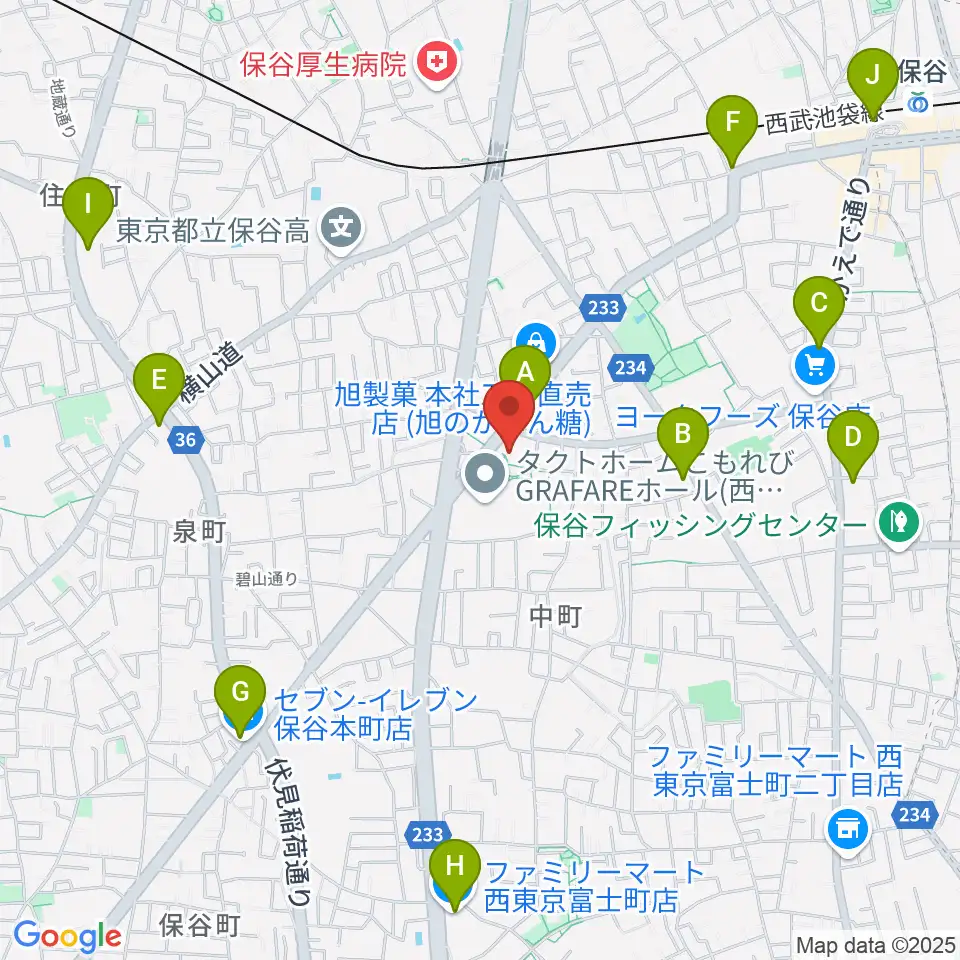 西東京市スポーツセンター周辺のコンビニエンスストア一覧地図