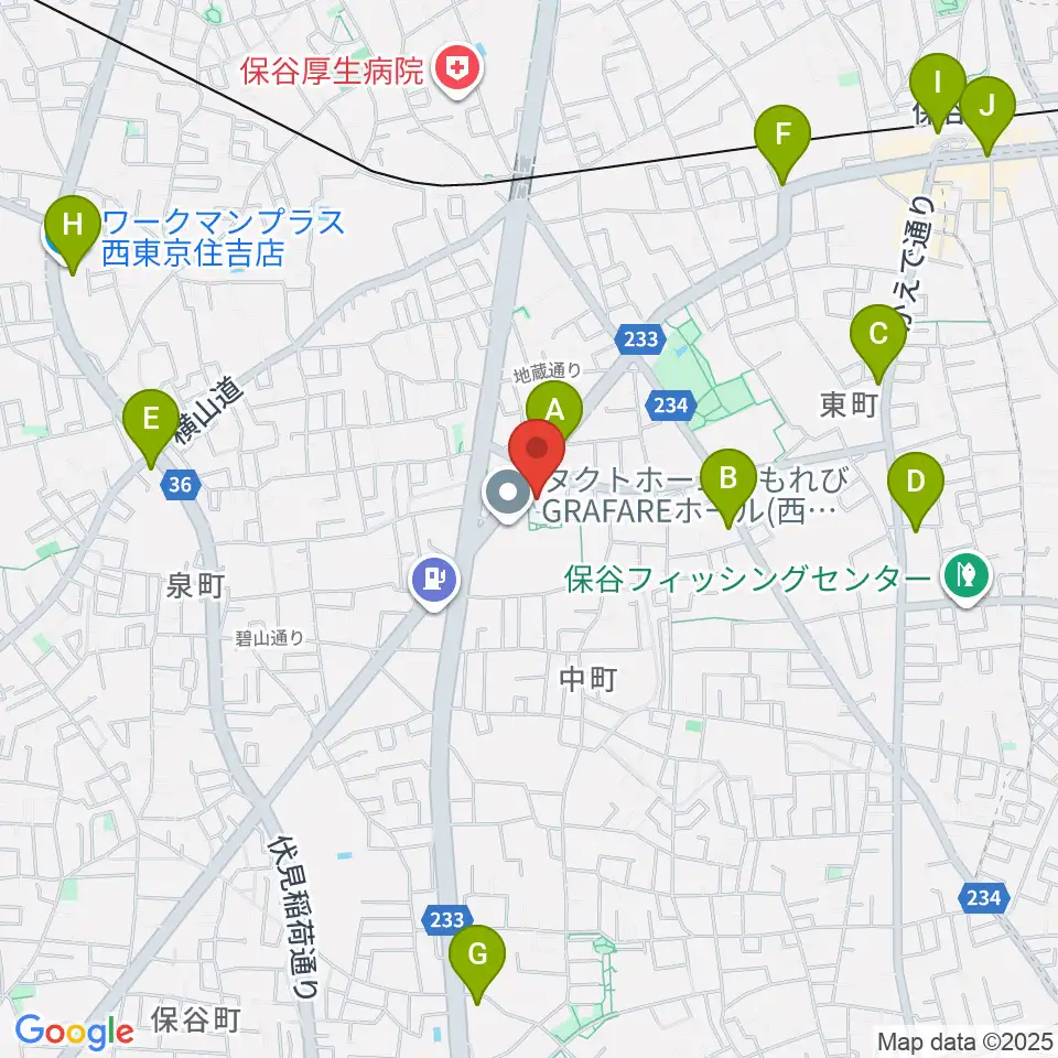 西東京市スポーツセンター周辺のコンビニエンスストア一覧地図