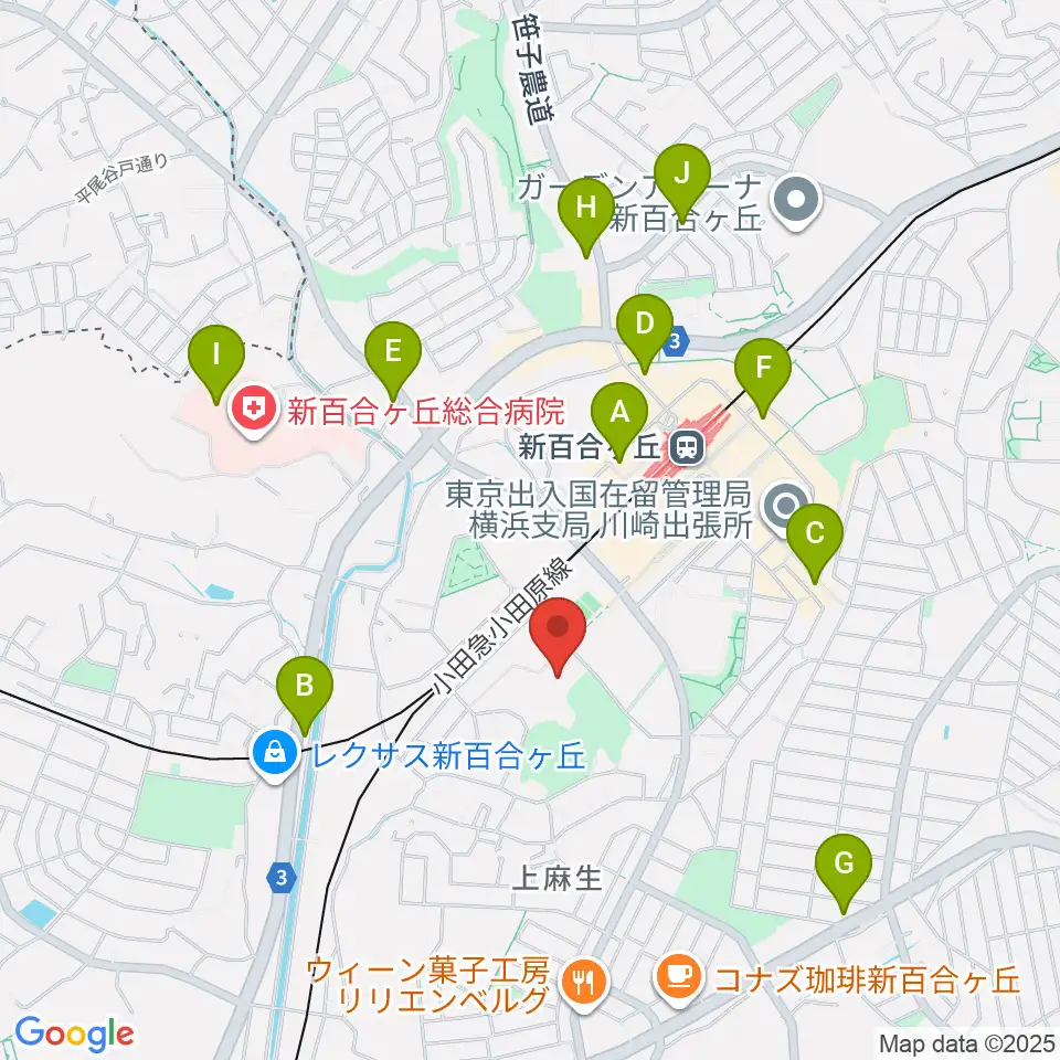 川崎市麻生スポーツセンター周辺のコンビニエンスストア一覧地図