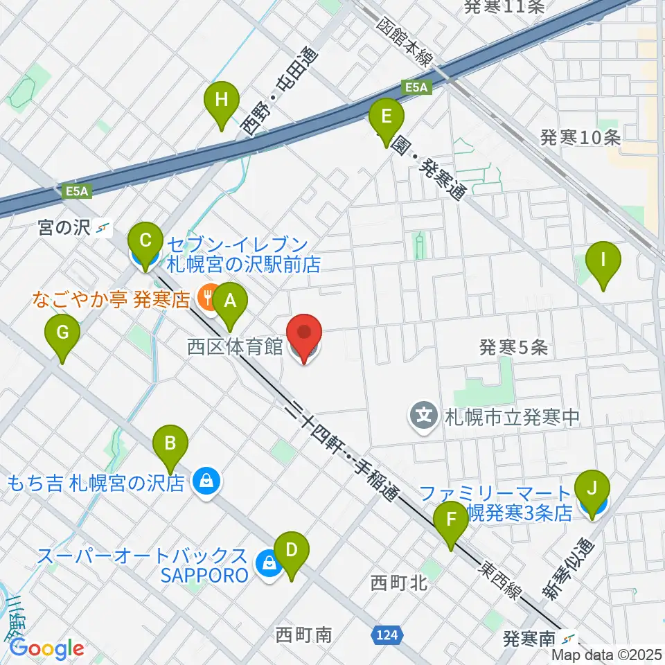 札幌市西区体育館・温水プール周辺のコンビニエンスストア一覧地図