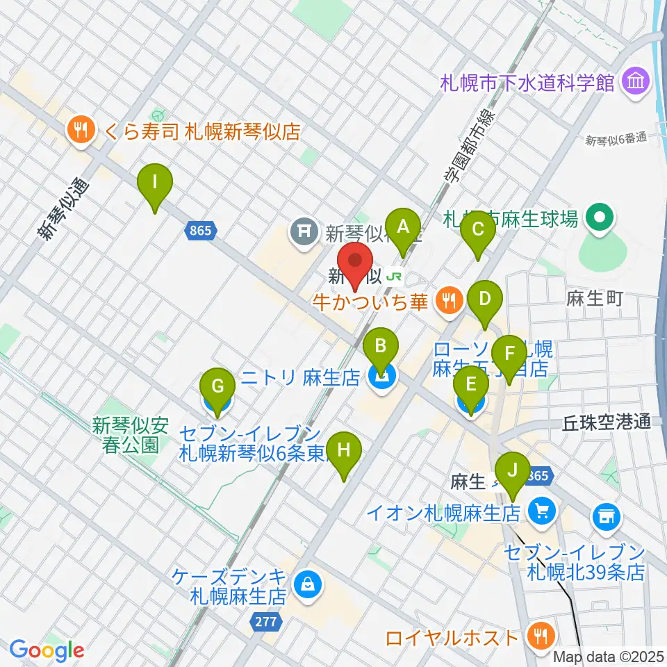 札幌市北区体育館周辺のコンビニエンスストア一覧地図