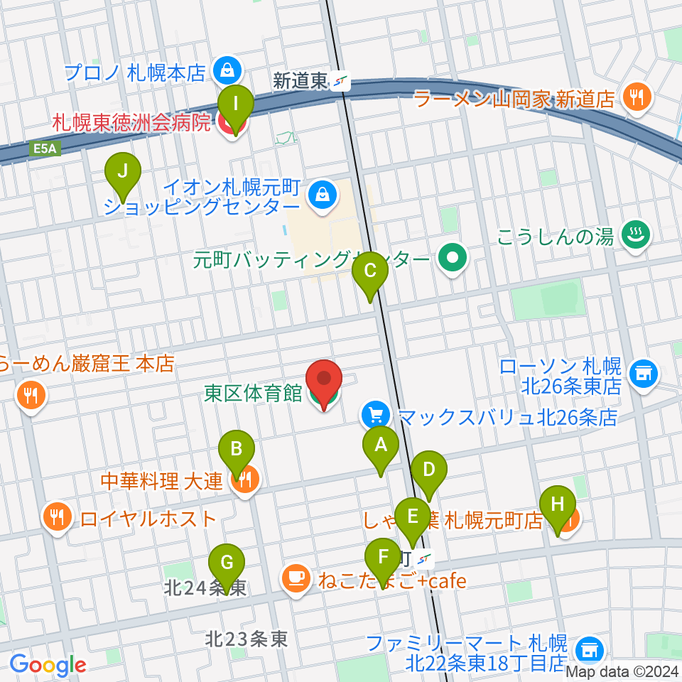 札幌市東区体育館周辺のコンビニエンスストア一覧地図