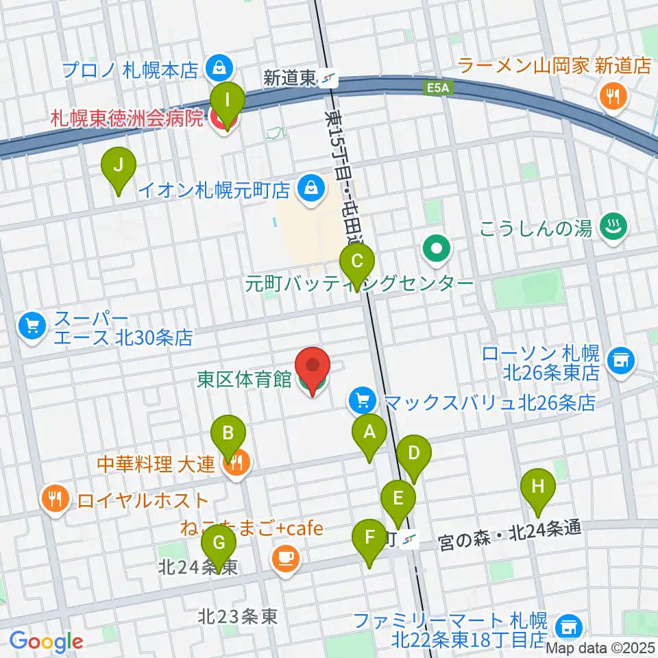 札幌市東区体育館周辺のコンビニエンスストア一覧地図