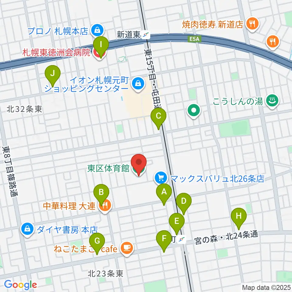 札幌市東区体育館周辺のコンビニエンスストア一覧地図