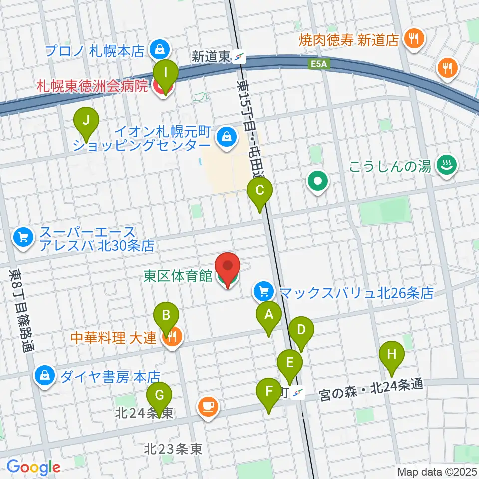 札幌市東区体育館周辺のコンビニエンスストア一覧地図