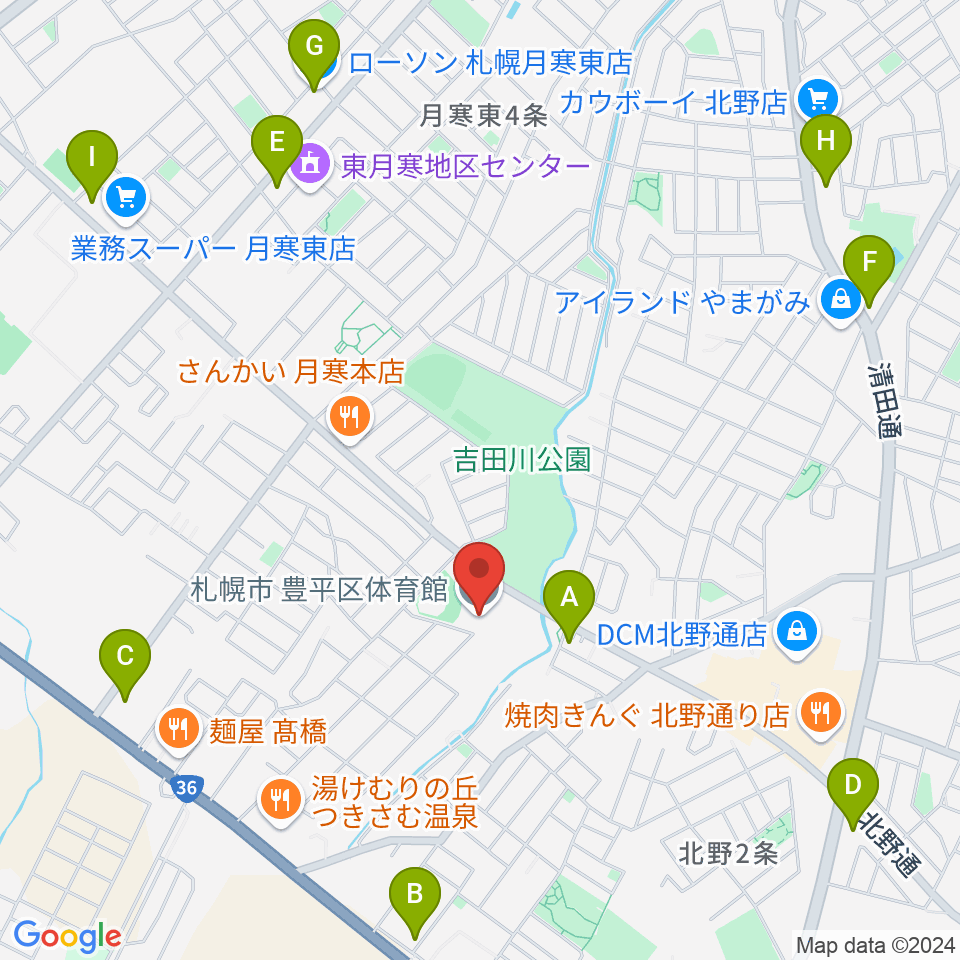 札幌市豊平区体育館周辺のコンビニエンスストア一覧地図