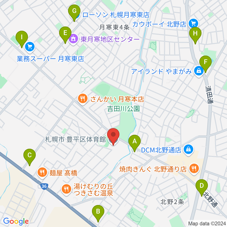 札幌市豊平区体育館周辺のコンビニエンスストア一覧地図