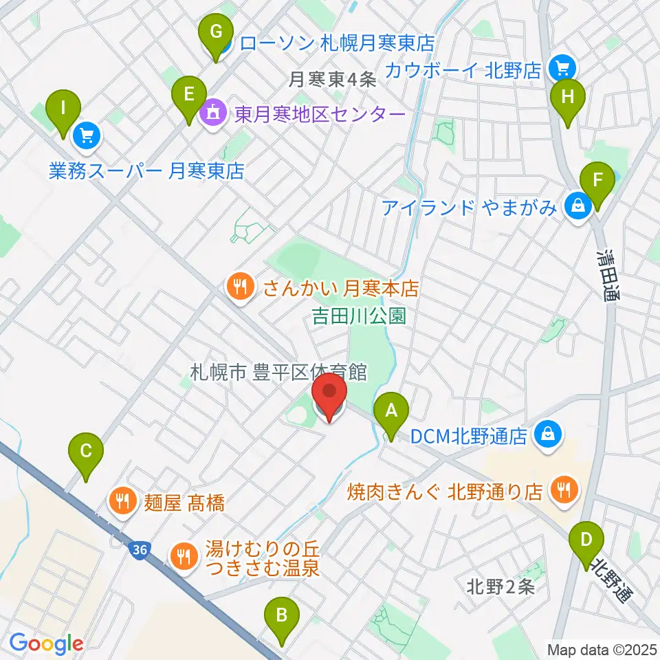 札幌市豊平区体育館周辺のコンビニエンスストア一覧地図