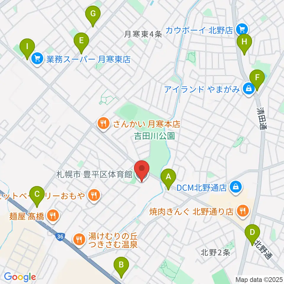 札幌市豊平区体育館周辺のコンビニエンスストア一覧地図
