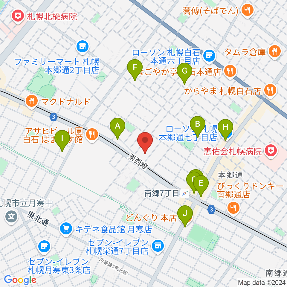 札幌市白石区体育館周辺のコンビニエンスストア一覧地図