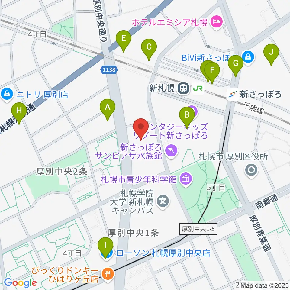 札幌市厚別区体育館周辺のコンビニエンスストア一覧地図