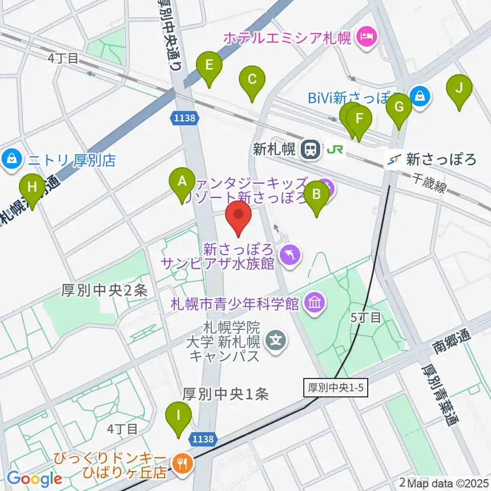 札幌市厚別区体育館周辺のコンビニエンスストア一覧地図