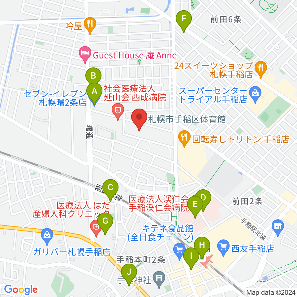 札幌市手稲区体育館周辺のコンビニエンスストア一覧地図