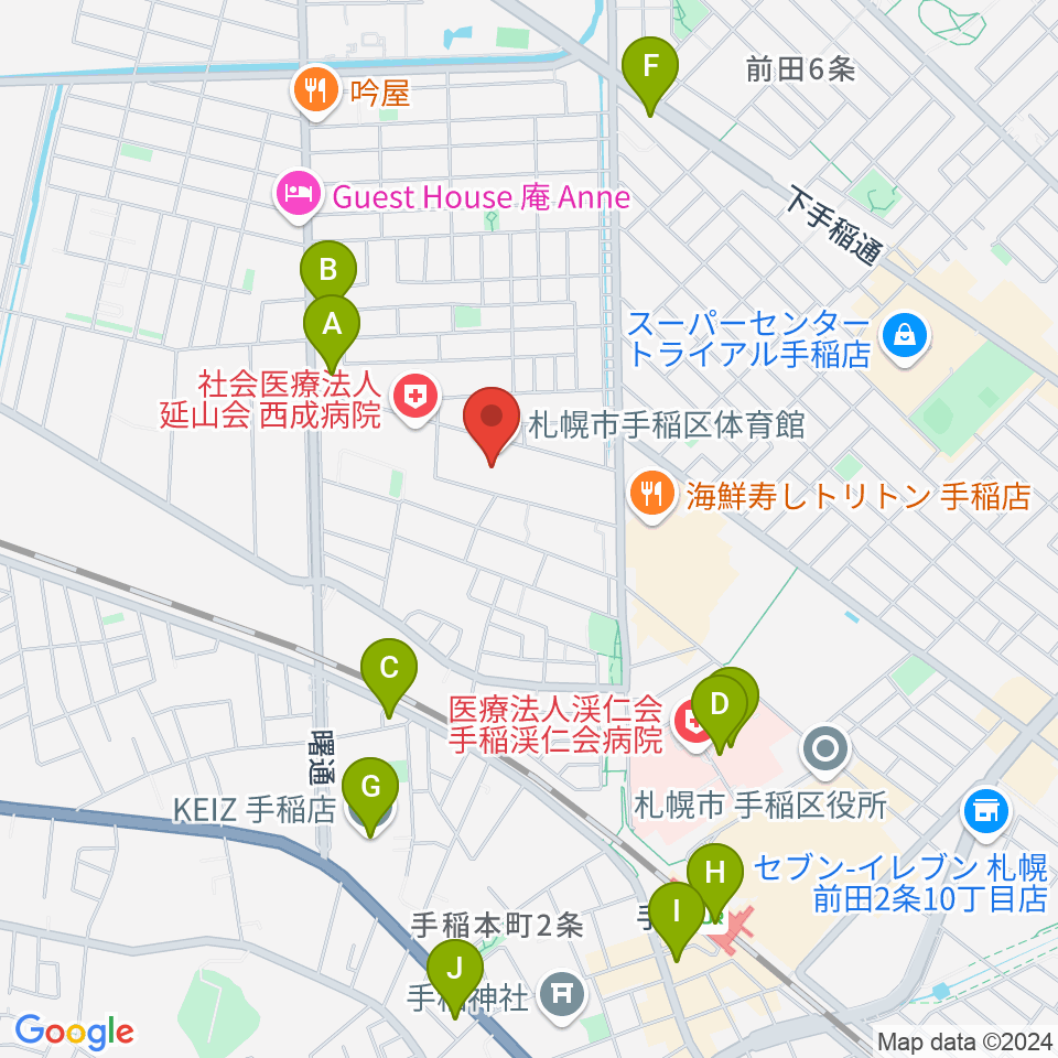 札幌市手稲区体育館周辺のコンビニエンスストア一覧地図