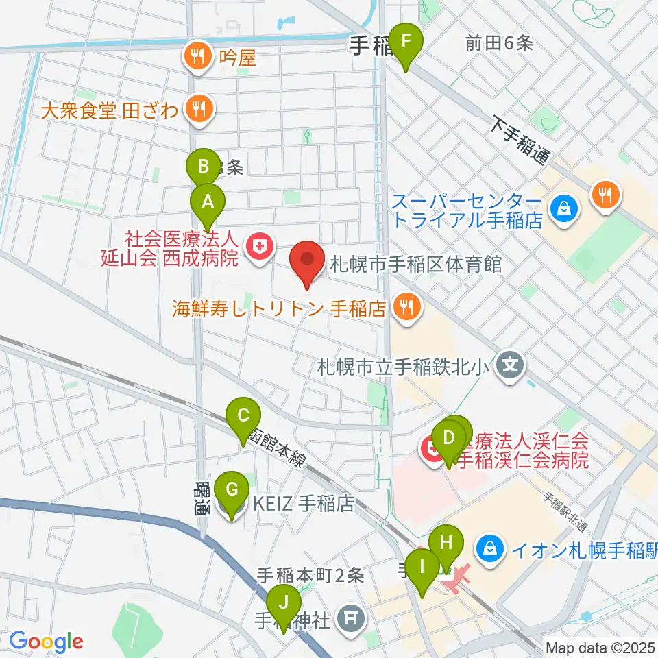 札幌市手稲区体育館周辺のコンビニエンスストア一覧地図