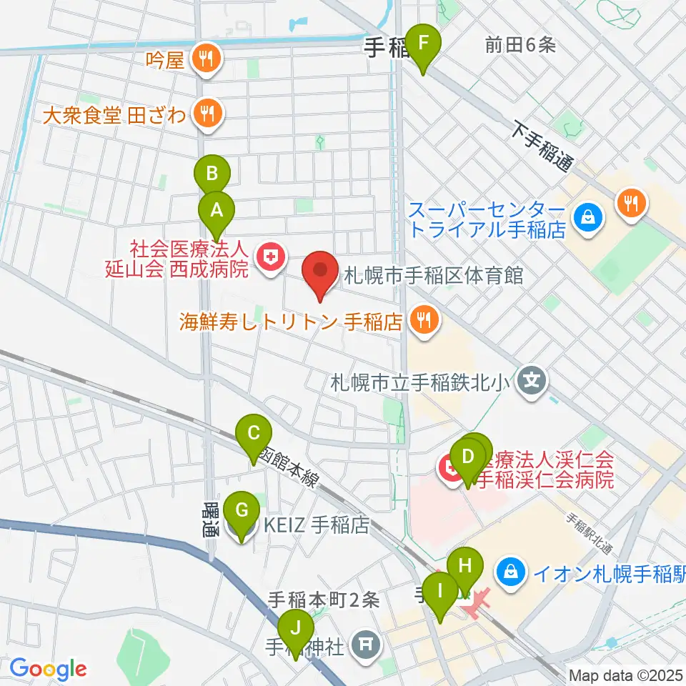 札幌市手稲区体育館周辺のコンビニエンスストア一覧地図