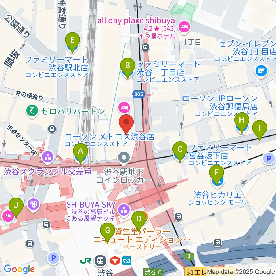 Bunkamuraル・シネマ渋谷宮下周辺のコンビニエンスストア一覧地図