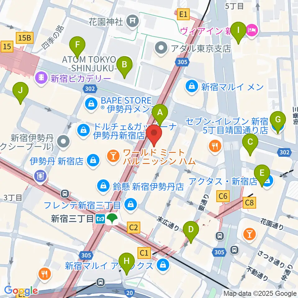 キノシネマ新宿周辺のコンビニエンスストア一覧地図