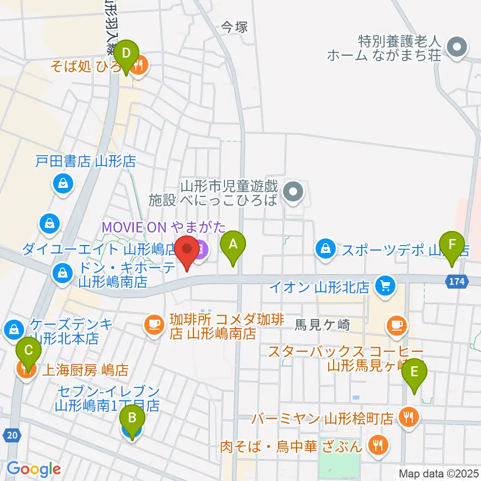 MOVIE ON やまがた周辺のコンビニエンスストア一覧地図