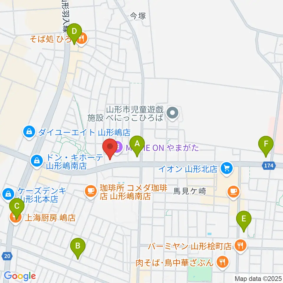 MOVIE ON やまがた周辺のコンビニエンスストア一覧地図