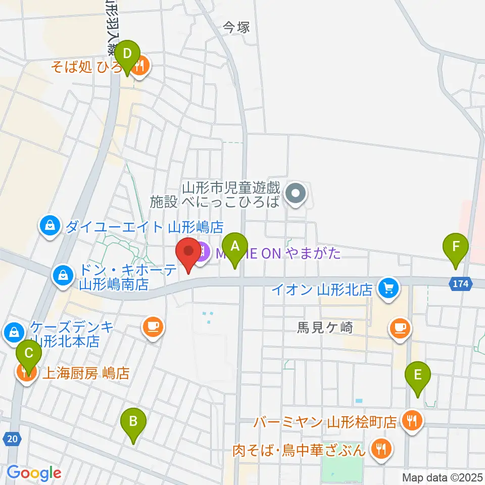 MOVIE ON やまがた周辺のコンビニエンスストア一覧地図