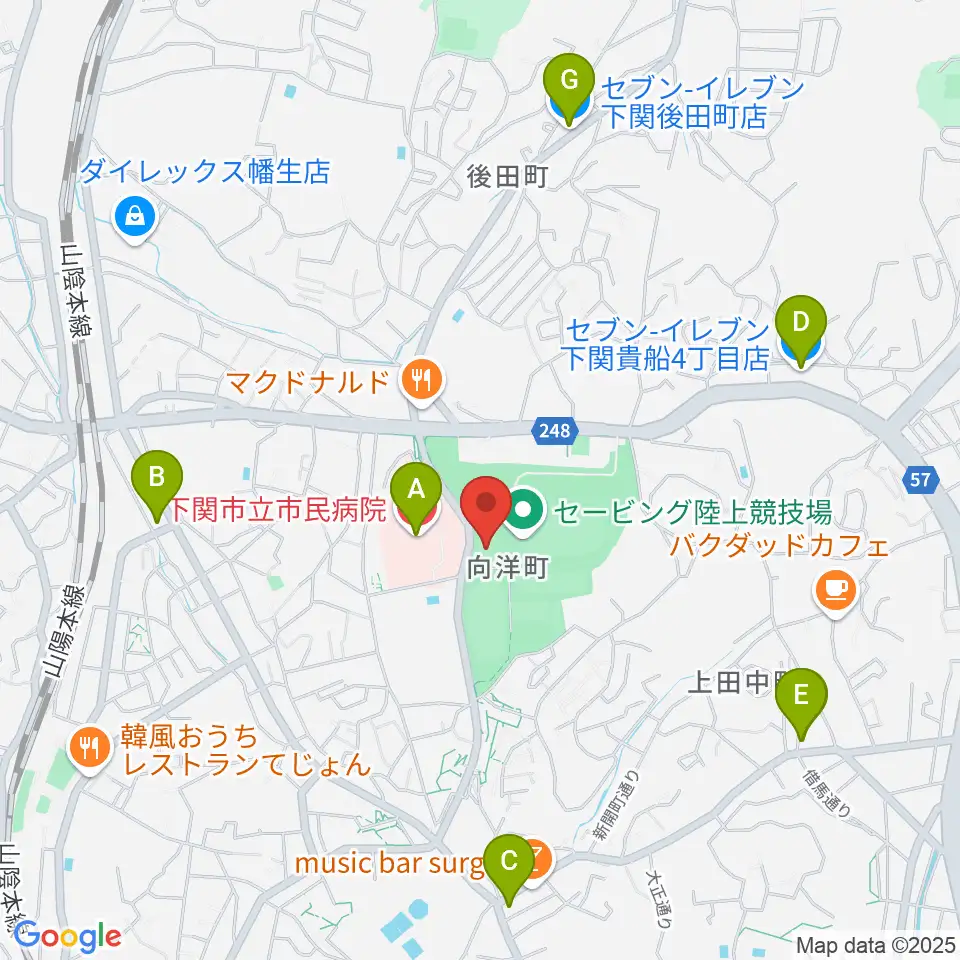 J:COMアリーナ下関周辺のコンビニエンスストア一覧地図