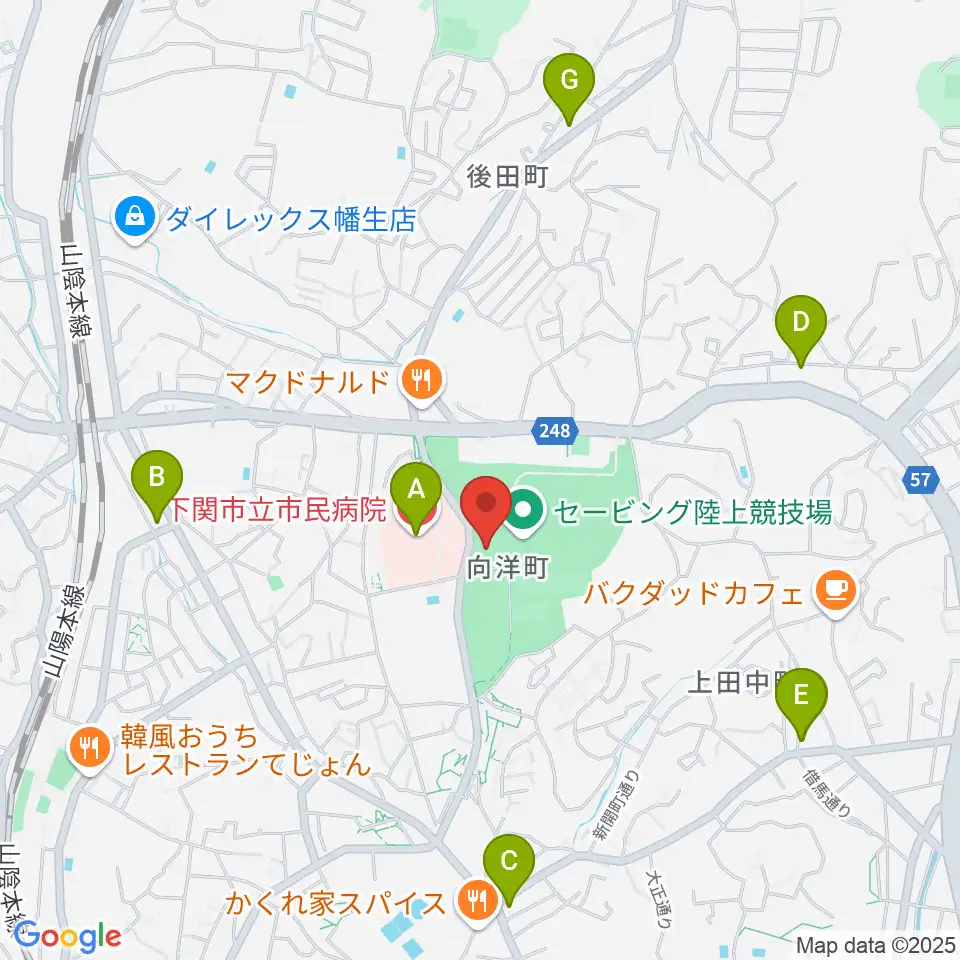 J:COMアリーナ下関周辺のコンビニエンスストア一覧地図