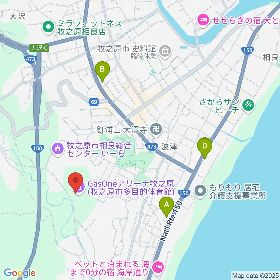 GasOneアリーナ牧之原周辺のコンビニエンスストア一覧地図