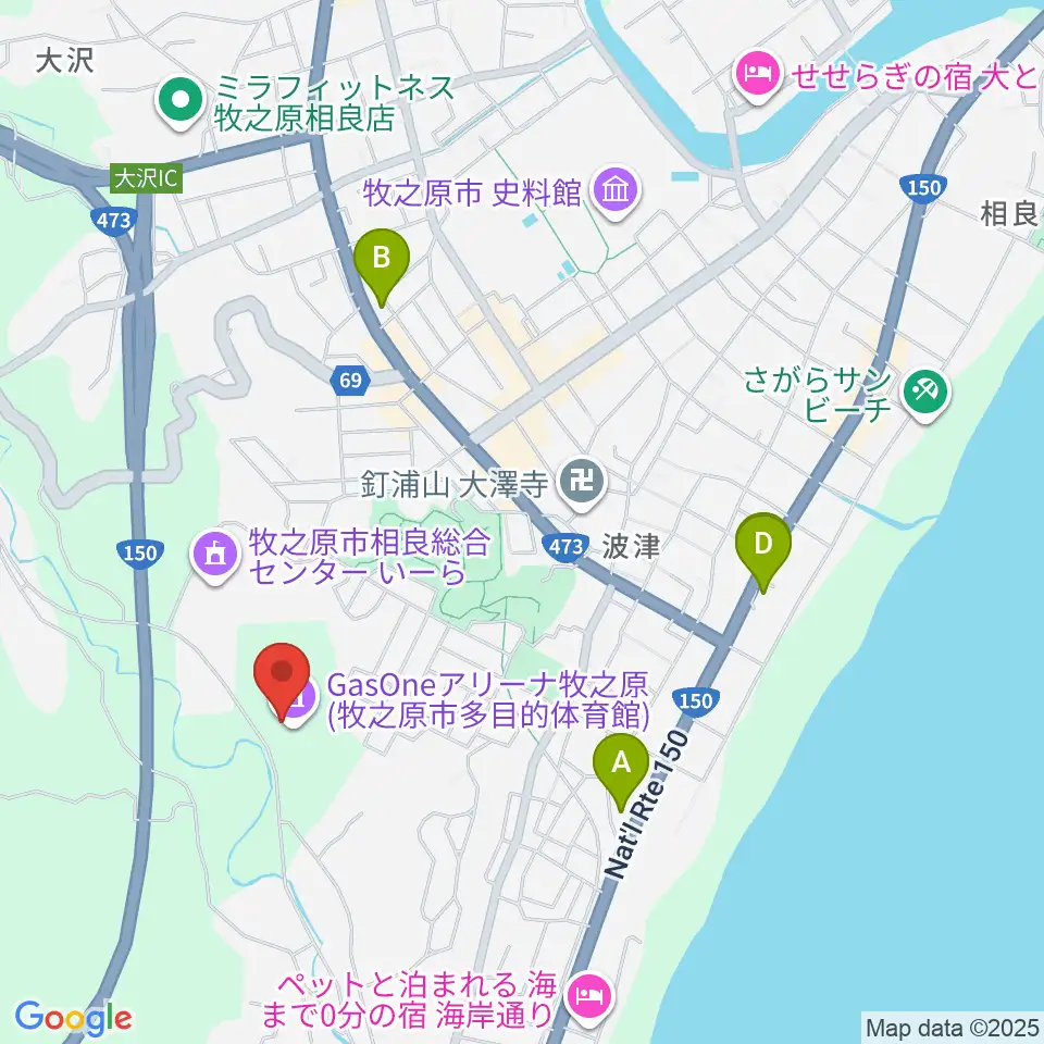 GasOneアリーナ牧之原周辺のコンビニエンスストア一覧地図