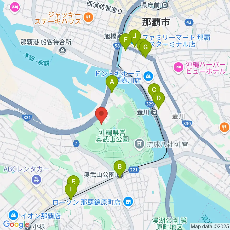 沖縄県立武道館周辺のコンビニエンスストア一覧地図