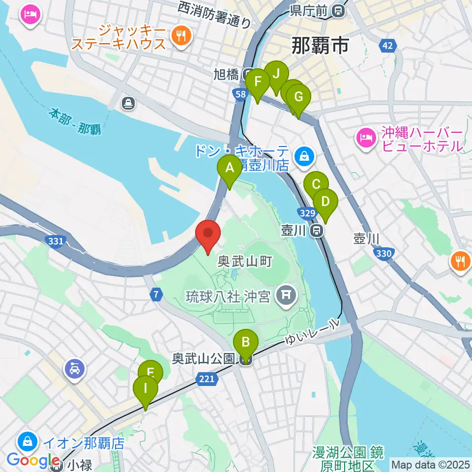 沖縄県立武道館周辺のコンビニエンスストア一覧地図