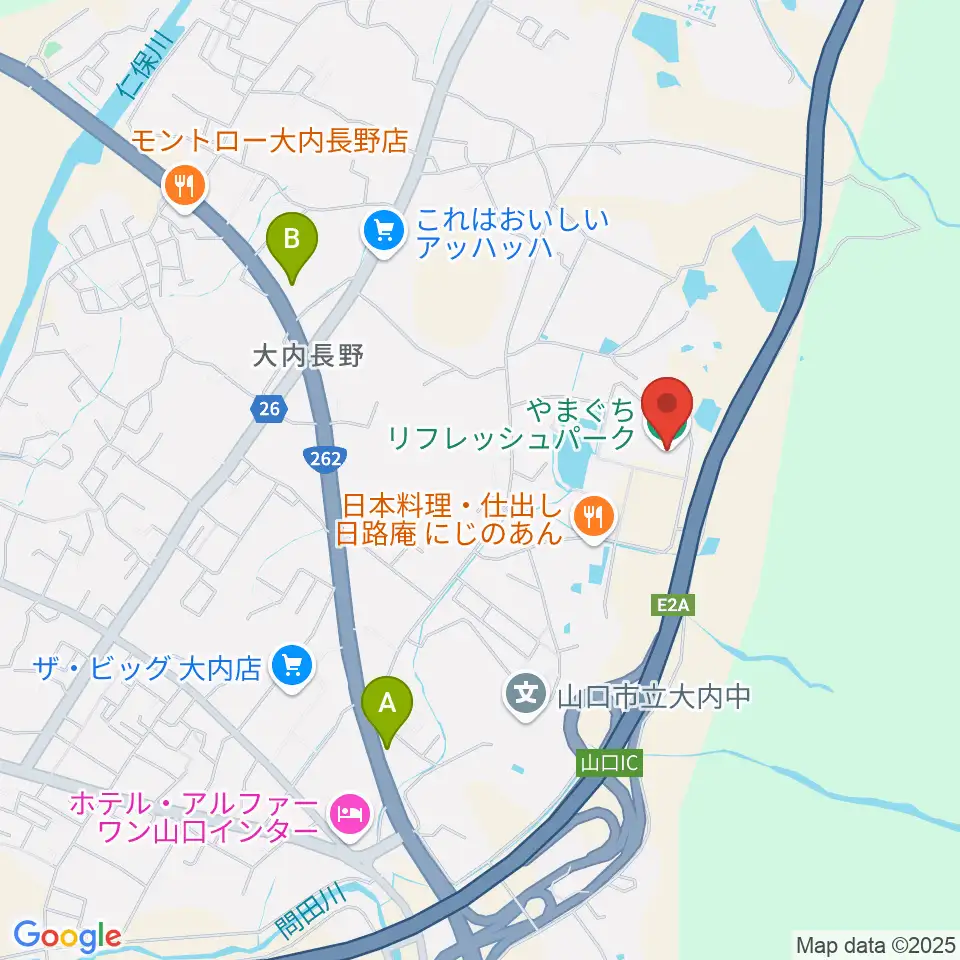 やまぐちリフレッシュパーク総合体育館周辺のコンビニエンスストア一覧地図
