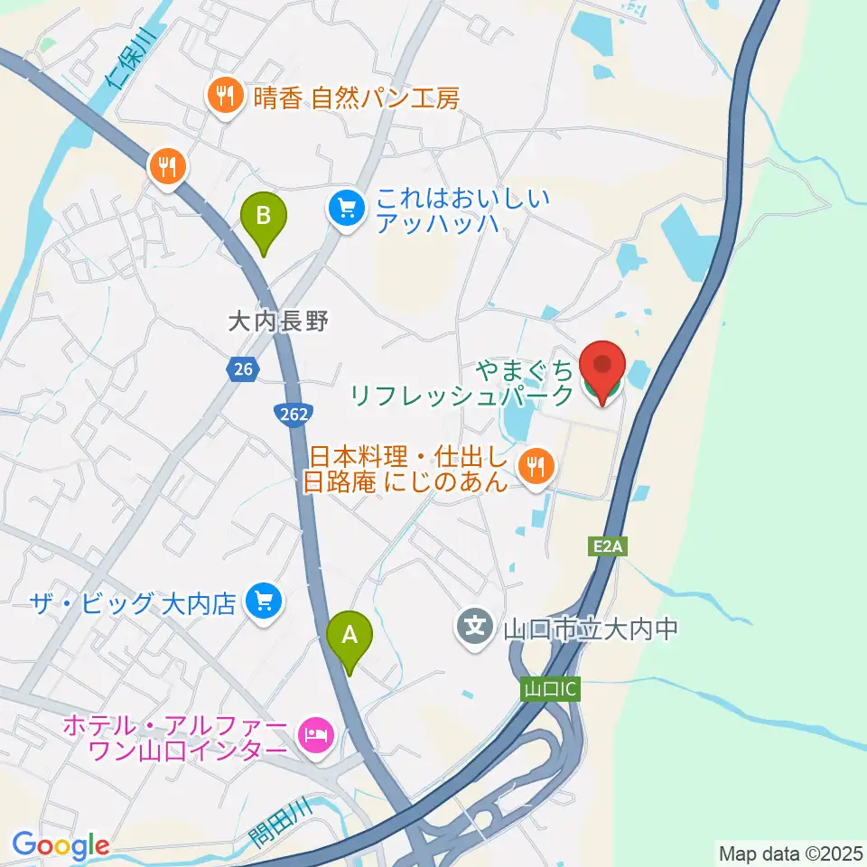 やまぐちリフレッシュパーク総合体育館周辺のコンビニエンスストア一覧地図