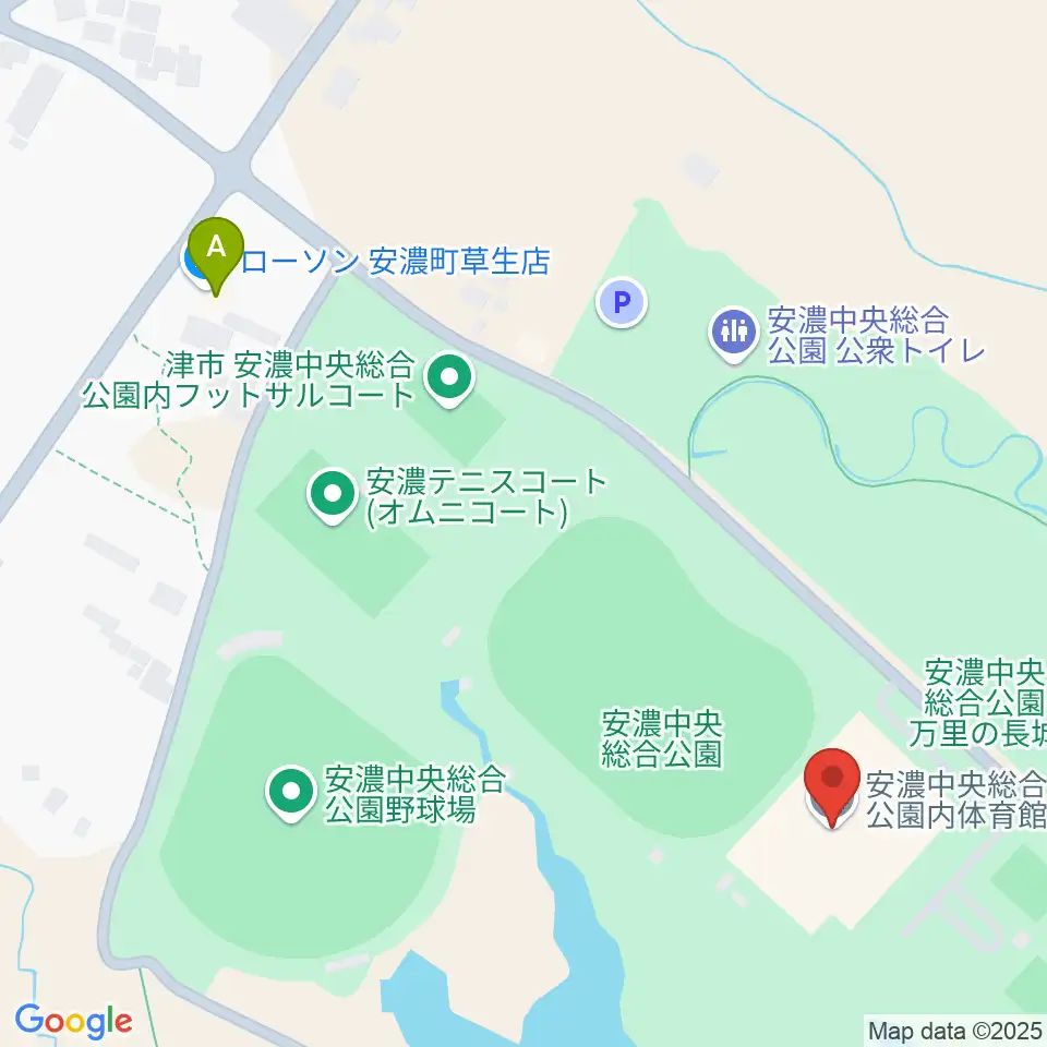 津市安濃中央総合公園内体育館周辺のコンビニエンスストア一覧地図