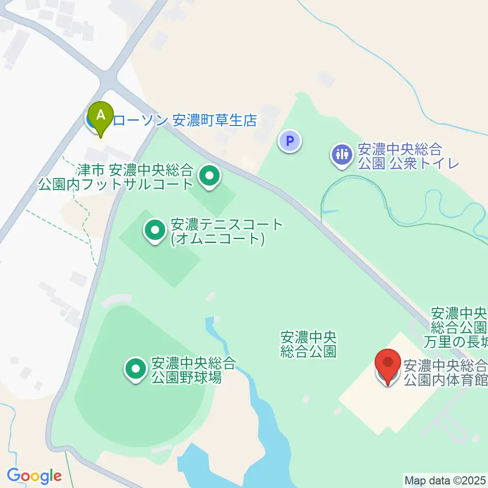 津市安濃中央総合公園内体育館周辺のコンビニエンスストア一覧地図