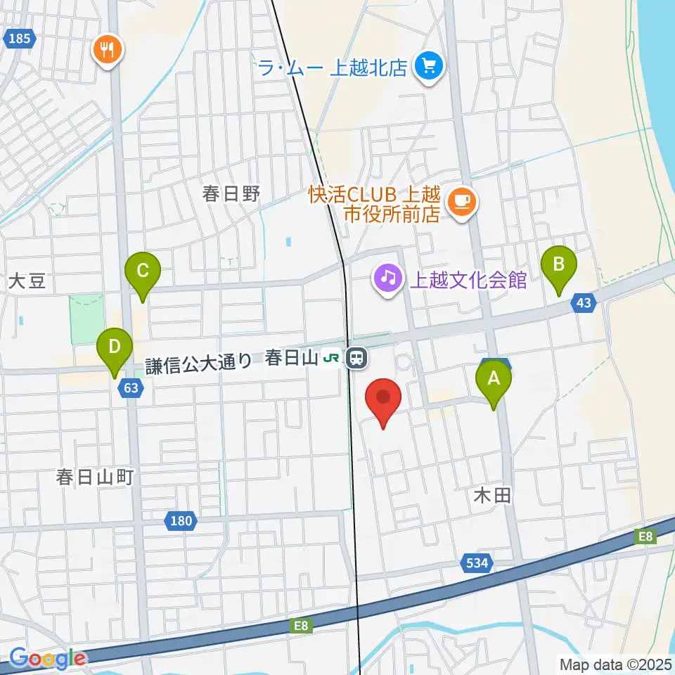 上越市総合体育館周辺のコンビニエンスストア一覧地図