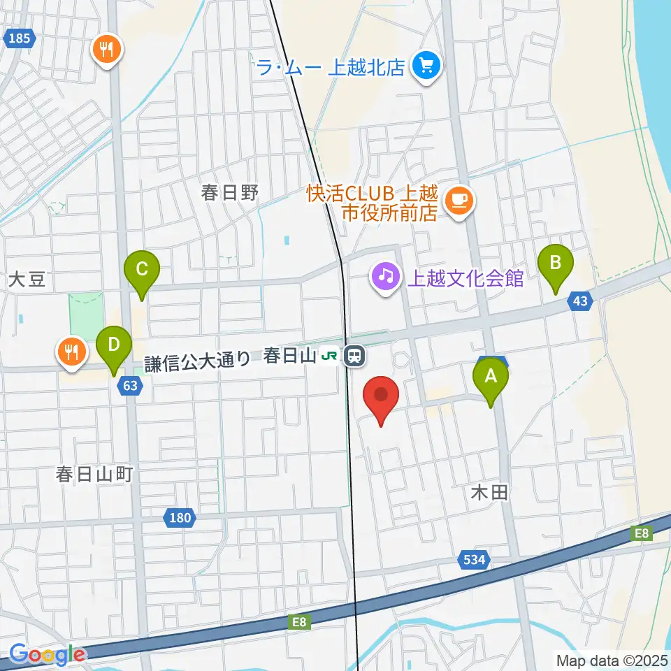 上越市総合体育館周辺のコンビニエンスストア一覧地図