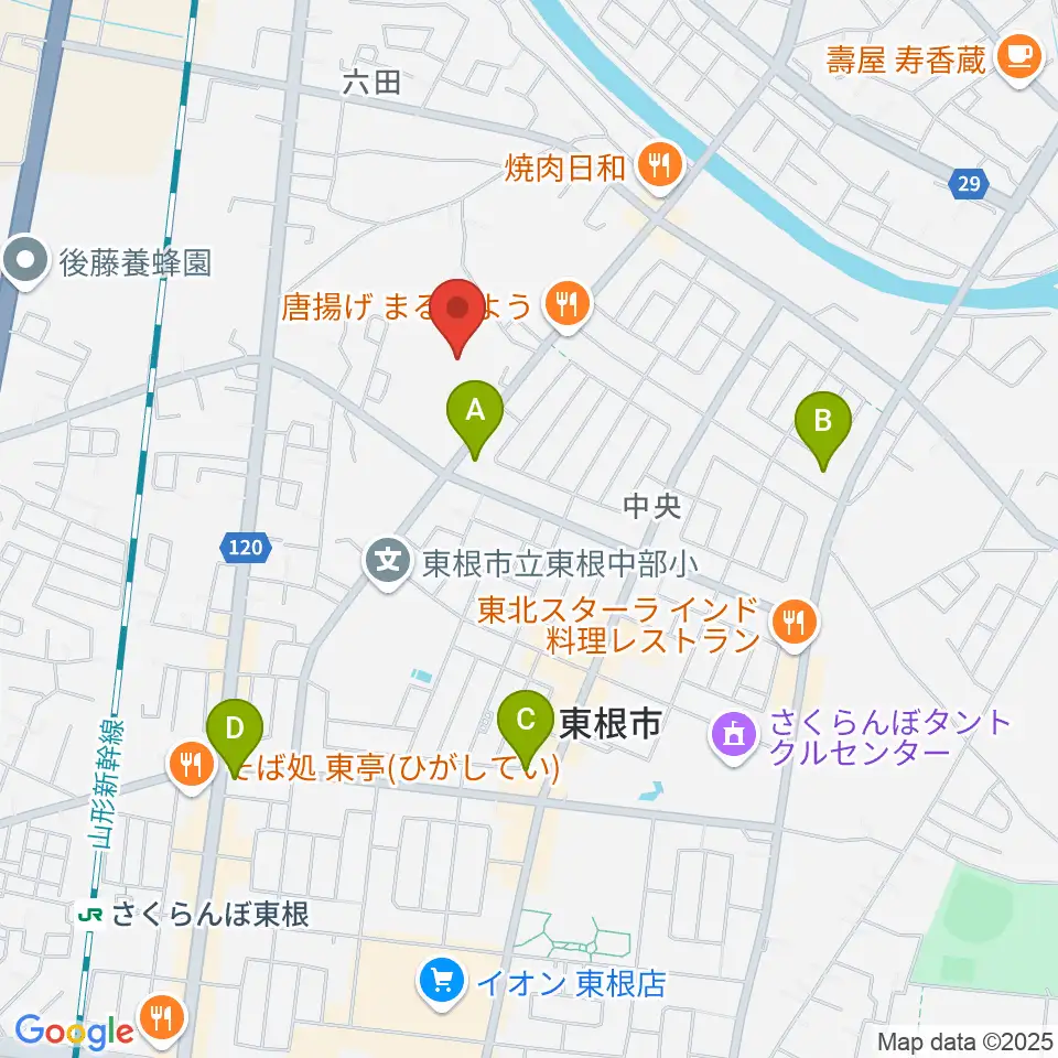 東根市中央運動公園体育館周辺のコンビニエンスストア一覧地図