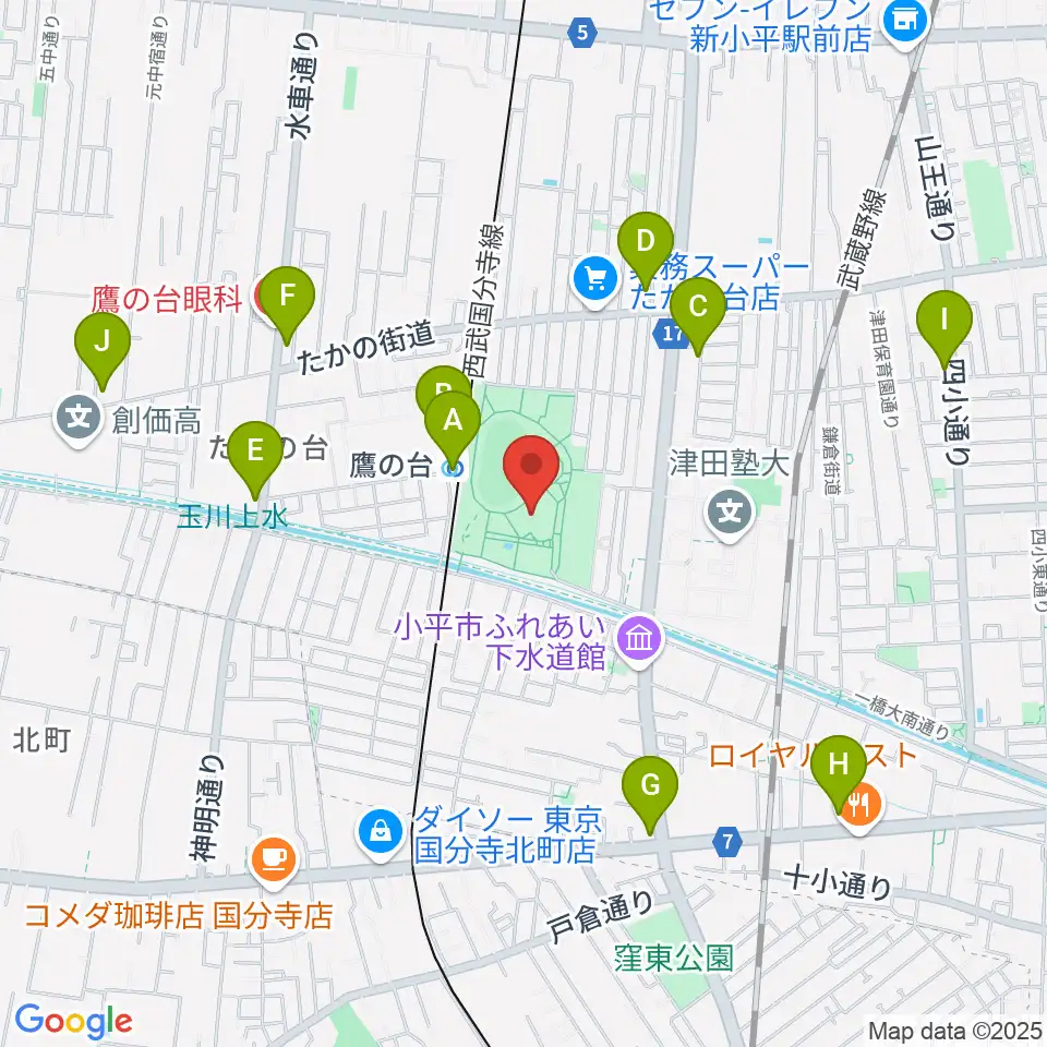 小平市民総合体育館周辺のコンビニエンスストア一覧地図