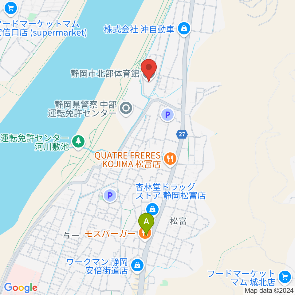 静岡市北部体育館周辺のコンビニエンスストア一覧地図