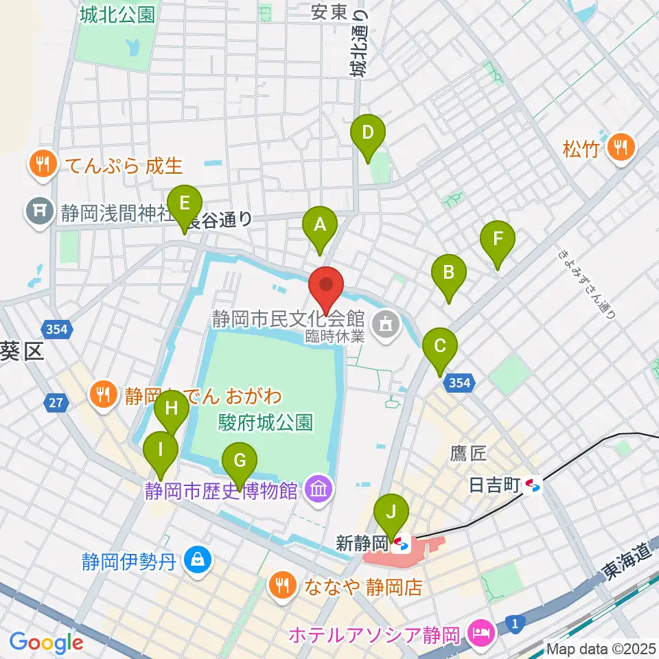 静岡市中央体育館周辺のコンビニエンスストア一覧地図