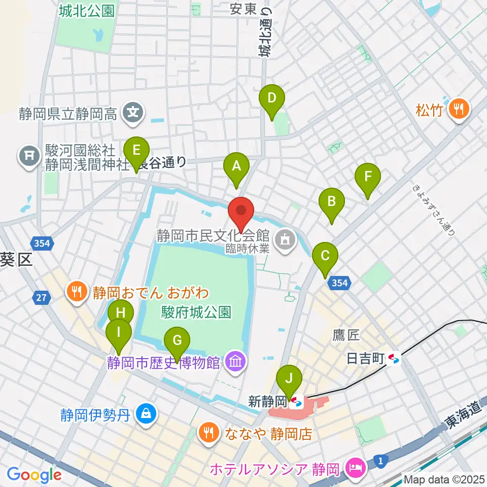 静岡市中央体育館周辺のコンビニエンスストア一覧地図