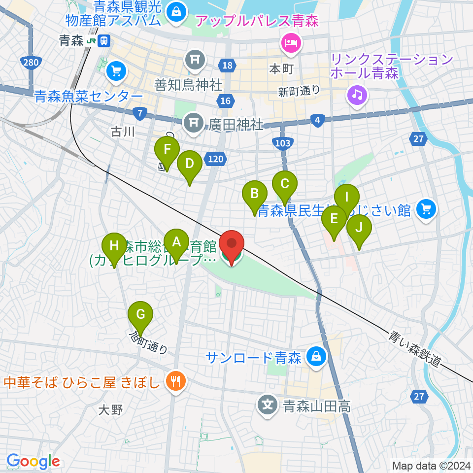 カクヒログループスーパーアリーナ周辺のコンビニエンスストア一覧地図