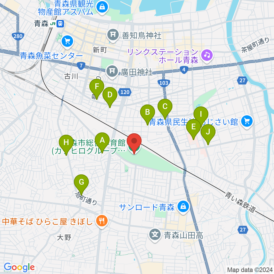 カクヒログループスーパーアリーナ周辺のコンビニエンスストア一覧地図