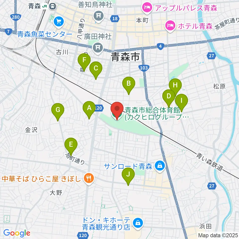 カクヒログループスーパーアリーナ周辺のコンビニエンスストア一覧地図