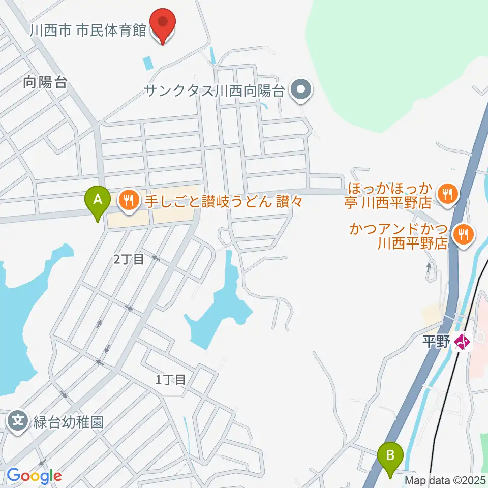 川西市市民体育館周辺のコンビニエンスストア一覧地図